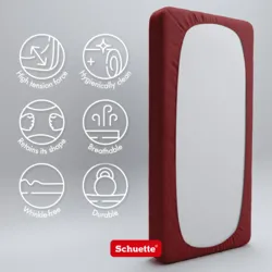 Schuette® Topper Spannbettlaken • 160 x 200 • Wow! Kollektion: Big Apple (Burgunderrot) • 100% Superfluff Baumwolle, Blickdicht, Faltenfrei • mit Rundumgummi • Matratzenhöhe bis 10 cm