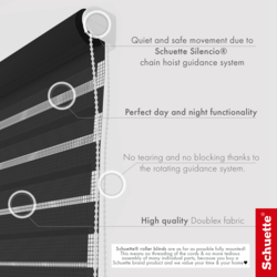 Schuette® Tag und Nacht Rollo ohne Bohren & mit Bohren 2in1 nach Maß • Doppelrollo Kollektion: Black Flag (Schwarz) • Profilfarbe: Weiß