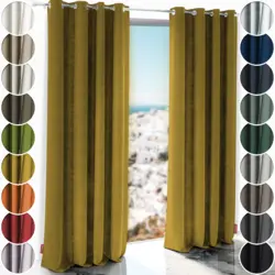 Schuette® Blackout Curtain with Eyelets ● Millenium Velvet Collection: Butterscotch (Yellow) ● 1 piece ● Crease-resistant Easy-care Thermo Opaque & heavily darkening
