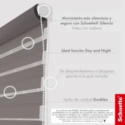 Schuette® Rollo ohne Bohren & mit Bohren 2in1 • Nacht Doppelrollo Kollektion: Grey Lead (Grau) • Profilfarbe: Weiß