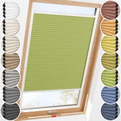 Schuette® Dachfenster Wabenplissee nach Maß • Honey Kollektion: Green Tea (Grün) • Profilfarbe: Weiß