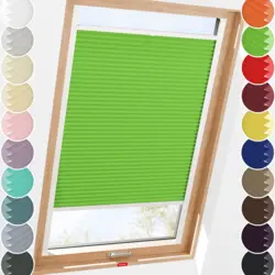 Schuette® Dachfenster Plissee nach Maß • Premium Kollektion: Green Meadow (Grün) • Profilfarbe: Weiß