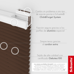 Schuette® Plissee ohne Bohren nach Maß • Suprafix Klemmhalter “Incognito X" • Premium Kollektion: Hot Chocolate (Dunkelbraun) • Profilfarbe: Weiß