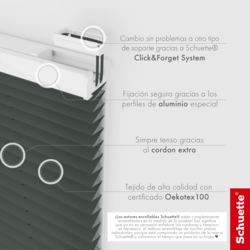 Schuette® Plissee mit Bohren nach Maß • Suprafix "Double 2in1" Schraub- & Klemmhalter • Thermo Kollektion: Before Storm (Grau) • Profilfarbe: Weiß