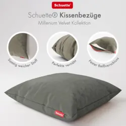 Schuette® Dekorativer Kissenbezug aus Samt mit verdecktem Reißverschluss • Millenium Velvet Kollektion: Umber Gray (Gray) • Knitterfrei • Kuschelweich