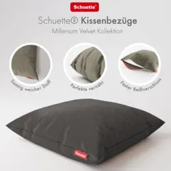 Schuette® Dekorativer Kissenbezug aus Samt mit verdecktem Reißverschluss • Millenium Velvet Kollektion: Great Wolf (Gray) • Knitterfrei • Kuschelweich