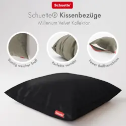 Schuette® Dekorativer Kissenbezug aus Samt mit verdecktem Reißverschluss • Millenium Velvet Kollektion: Black Swan (Black) • Knitterfrei • Kuschelweich