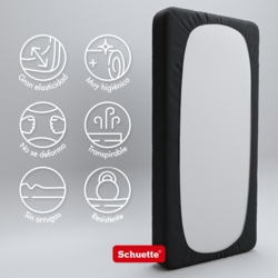 Schuette® Spannbettlaken • 140 x 200 • Wow! Kollektion: Beyond Black (Schwarz) • 100% Superfluff Baumwolle, Blickdicht, Faltenfrei • mit Rundumgummi • Matratzenhöhe bis 20 cm