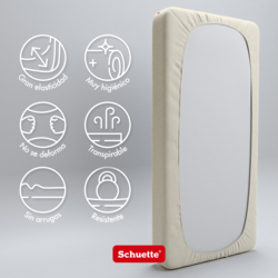 Schuette® Topper Spannbettlaken • 140 x 200 • Wow! Kollektion: Almond Cream (Ecru) • 100% Superfluff Baumwolle, Blickdicht, Faltenfrei • mit Rundumgummi • Matratzenhöhe bis 15 cm