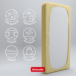 Schuette® Topper Spannbettlaken • 90 x 200 • Wow! Kollektion: Lemon Cello (Pastellgelb) • 100% Superfluff Baumwolle, Blickdicht, Faltenfrei • mit Rundumgummi • Matratzenhöhe bis 10 cm