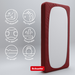 Schuette® Topper Spannbettlaken • 160 x 200 • Wow! Kollektion: Big Apple (Burgunderrot) • 100% Superfluff Baumwolle, Blickdicht, Faltenfrei • mit Rundumgummi • Matratzenhöhe bis 10 cm