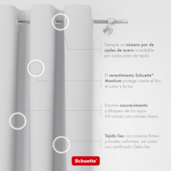 Schuette® Verdunkelungs-Vorhang Gardine mit Ösen nach Maß ● Century Black Kollektion: Misty White (Weiß-Grau) ● 1 Stück ● Knitterfrei Pflegeleicht Thermo Blickdicht & stark Abdunkelnd