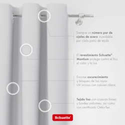 Schuette® Verdunkelungs-Vorhang Gardine mit Ösen nach Maß ● Century Black Kollektion: Misty White (Weiß-Grau) ● 1 Stück ● Knitterfrei Pflegeleicht Thermo Blickdicht & stark Abdunkelnd