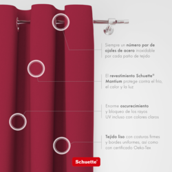 Schuette® Verdunkelungs-Vorhang Gardine mit Ösen nach Maß ● Century Black Kollektion: Fire Dance (Rot) ● 1 Stück ● Knitterfrei Pflegeleicht Thermo Blickdicht & stark Abdunkelnd