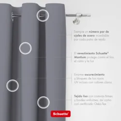 Schuette® Verdunkelungs-Vorhang Gardine mit Ösen nach Maß ● Century Black Kollektion: Misty Harbor (Grau) ● 1 Stück ● Knitterfrei Pflegeleicht Thermo Blickdicht & stark Abdunkelnd