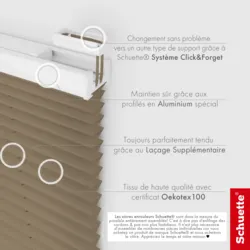 Schuette® Plissee ohne Bohren nach Maß • Suprafix Klemmhalter “Incognito X" • Premium Kollektion: Morning Coffee (Hellbraun) • Profilfarbe: Weiß