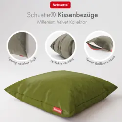 Schuette® Dekorativer Kissenbezug aus Samt mit verdecktem Reißverschluss • Millenium Velvet Kollektion: Olives Garden (Green) • Knitterfrei • Kuschelweich