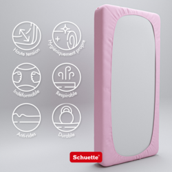 Schuette® Topper Spannbettlaken • 160 x 200 • Wow! Kollektion: Let me Pink! (Rosa) • 100% Superfluff Baumwolle, Blickdicht, Faltenfrei • mit Rundumgummi • Matratzenhöhe bis 10 cm