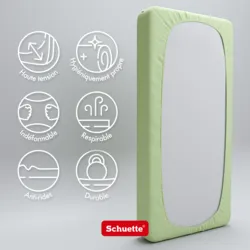 Schuette® Spannbettlaken • 140 x 200 • Wow! Kollektion: Lime Time (Hellgrün) • 100% Superfluff Baumwolle, Blickdicht, Faltenfrei • mit Rundumgummi • Matratzenhöhe bis 20 cm