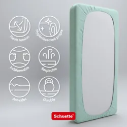 Schuette® Spannbettlaken • 140 x 200 • Wow! Kollektion: Icy Tiff (Pastelltürkis) • 100% Superfluff Baumwolle, Blickdicht, Faltenfrei • mit Rundumgummi • Matratzenhöhe bis 20 cm