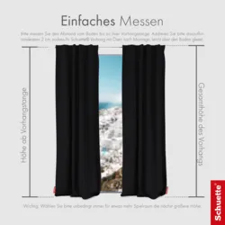 Schuette® Verdunkelungs-Vorhang Gardine mit Tunnelband nach Maß ● Millenium Velvet Kollektion: Black Swan (Schwarz) ● 1 Stück ● Knitterfrei Pflegeleicht Thermo Blickdicht & stark Abdunkelnd
