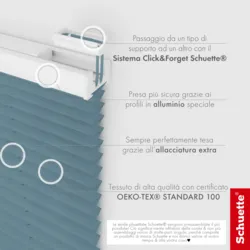 Schuette® Plissee ohne Bohren nach Maß • Suprafix Klemmhalter “Incognito X" • Melange Kollektion: After Rain (Blau) • Profilfarbe: Weiß