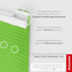 Schuette® Plissee ohne Bohren nach Maß • Suprafix Klemmhalter “Incognito X" • Premium Kollektion: Green Meadow (Grün) • Profilfarbe: Weiß