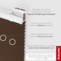 Schuette® Plissee ohne Bohren nach Maß • Suprafix Klemmhalter “Incognito X" • Premium Kollektion: Hot Chocolate (Dunkelbraun) • Profilfarbe: Weiß