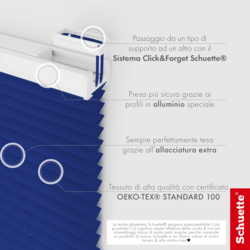 Schuette® Plissee ohne Bohren nach Maß • Suprafix Klemmhalter “Incognito X" • Premium Kollektion: Deep Lagoon (Blau) • Profilfarbe: Weiß