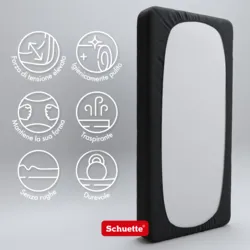 Schuette® Spannbettlaken • 140 x 200 • Wow! Kollektion: Beyond Black (Schwarz) • 100% Superfluff Baumwolle, Blickdicht, Faltenfrei • mit Rundumgummi • Matratzenhöhe bis 20 cm