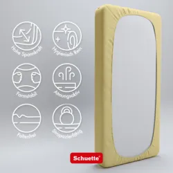Schuette® Topper Spannbettlaken • 90 x 200 • Wow! Kollektion: Lemon Cello (Pastellgelb) • 100% Superfluff Baumwolle, Blickdicht, Faltenfrei • mit Rundumgummi • Matratzenhöhe bis 10 cm