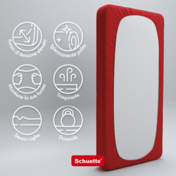 Schuette® Topper Spannbettlaken • 100 x 200 • Wow! Kollektion: Red-volution (Weinrot) • 100% Superfluff Baumwolle, Blickdicht, Faltenfrei • mit Rundumgummi • Matratzenhöhe bis 10 cm