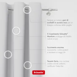 Schuette® Verdunkelungs-Vorhang Gardine mit Ösen nach Maß ● Century Black Kollektion: Misty White (Weiß-Grau) ● 1 Stück ● Knitterfrei Pflegeleicht Thermo Blickdicht & stark Abdunkelnd