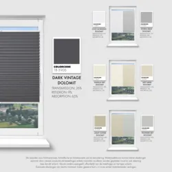 Schuette® Plissee ohne Bohren nach Maß • Suprafix Klemmhalter “Incognito X" • Dolomite Kollektion: Storm Gray (Grau) • Profilfarbe: Weiß