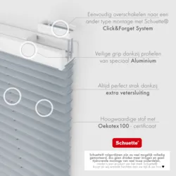 Schuette® Plissee ohne Bohren nach Maß • Suprafix Klemmhalter “Incognito X" • Premium Kollektion: Silver Sonata (Grau) • Profilfarbe: Weiß