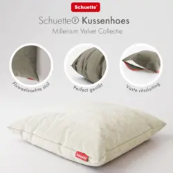 Schuette® Dekorativer Kissenbezug aus Samt mit verdecktem Reißverschluss • Millenium Velvet Kollektion: Polar Bear (Weiß-Beige) • Knitterfrei • Kuschelweich