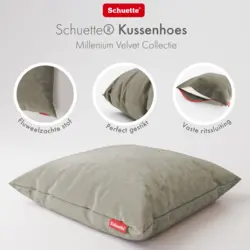 Schuette® Dekorativer Kissenbezug aus Samt mit verdecktem Reißverschluss • Millenium Velvet Kollektion: Grey Goose (Beige) • Knitterfrei • Kuschelweich