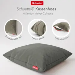 Schuette® Dekorativer Kissenbezug aus Samt mit verdecktem Reißverschluss • Millenium Velvet Kollektion: Umber Gray (Gray) • Knitterfrei • Kuschelweich