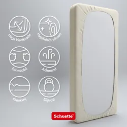 Schuette® Topper Spannbettlaken • 140 x 200 • Wow! Kollektion: Almond Cream (Ecru) • 100% Superfluff Baumwolle, Blickdicht, Faltenfrei • mit Rundumgummi • Matratzenhöhe bis 15 cm
