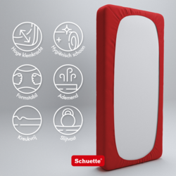 Schuette® Topper Spannbettlaken • 100 x 200 • Wow! Kollektion: Red-volution (Weinrot) • 100% Superfluff Baumwolle, Blickdicht, Faltenfrei • mit Rundumgummi • Matratzenhöhe bis 10 cm