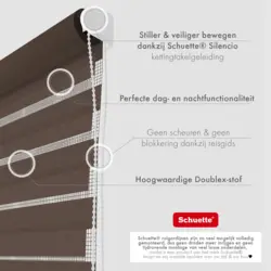 Schuette® Rollo ohne Bohren & mit Bohren 2in1 • Nacht Doppelrollo Kollektion: Dark Cocoa (Braun) • Profilfarbe: Weiß