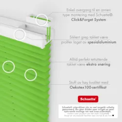 Schuette® Plissee ohne Bohren nach Maß • Suprafix Klemmhalter “Incognito X" • Premium Kollektion: Green Meadow (Grün) • Profilfarbe: Weiß