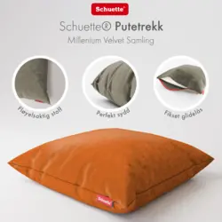 Schuette® Dekorativer Kissenbezug aus Samt mit verdecktem Reißverschluss • Millenium Velvet Kollektion: Marmalade (Orange) • Knitterfrei • Kuschelweich