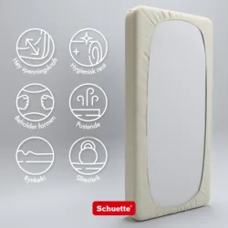 Schuette® Topper Spannbettlaken • 140 x 200 • Wow! Kollektion: Almond Cream (Ecru) • 100% Superfluff Baumwolle, Blickdicht, Faltenfrei • mit Rundumgummi • Matratzenhöhe bis 15 cm