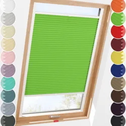 Schuette® Dachfenster Plissee nach Maß • Thermo Kollektion: Leaf Joy (Grün) • Profilfarbe: Weiß