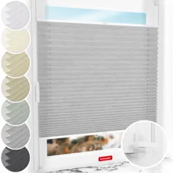 Schuette® Plissee ohne Bohren nach Maß • Suprafix Klemmhalter “Incognito X" • Dolomite Kollektion: Storm Gray (Grau) • Profilfarbe: Weiß