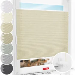 Schuette® Plissee ohne Bohren nach Maß • Suprafix Klemmhalter “Incognito X" • Dolomite Kollektion: Wet Stand (Beige) • Profilfarbe: Weiß