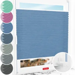 Schuette® Plissee ohne Bohren nach Maß • Suprafix Klemmhalter “Incognito X" • Melange Kollektion: Deep Sea (Blau) • Profilfarbe: Weiß