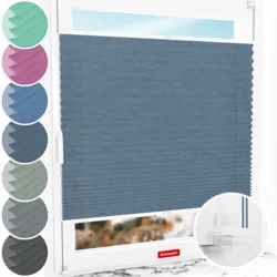 Schuette® Plissee ohne Bohren nach Maß • Suprafix Klemmhalter “Incognito X" • Melange Kollektion: After Rain (Blau) • Profilfarbe: Weiß