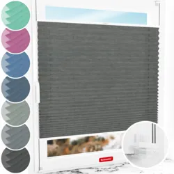 Schuette® Plissee ohne Bohren nach Maß • Suprafix Klemmhalter “Incognito X" • Melange Kollektion: Black Pearl (Schwarz) • Profilfarbe: Weiß